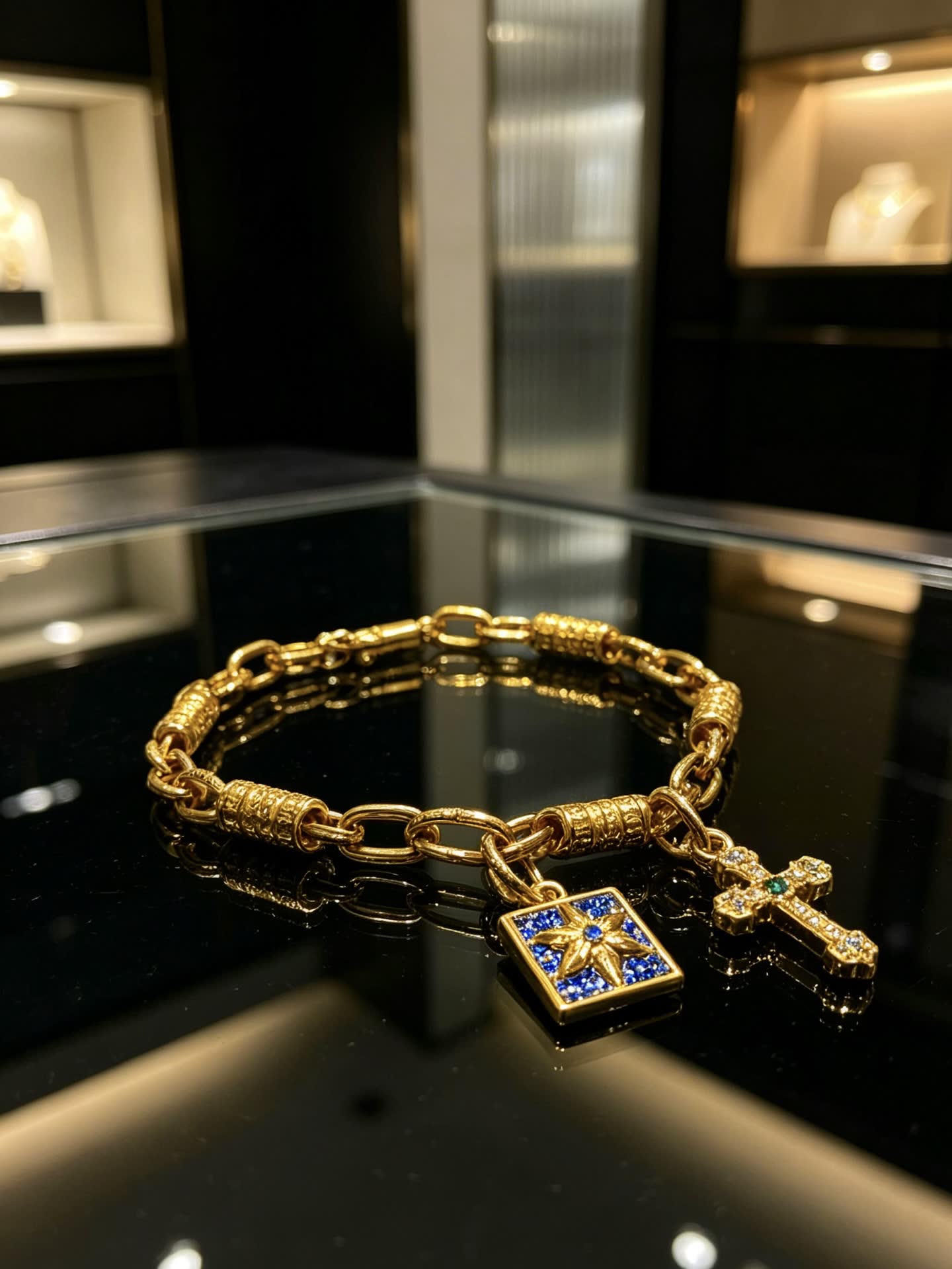 Chrome Hearts Gold Tone Bracelet with Charms